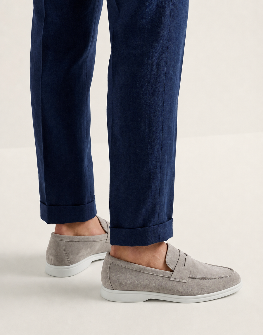 The Suede Loafer in Pietra — detail