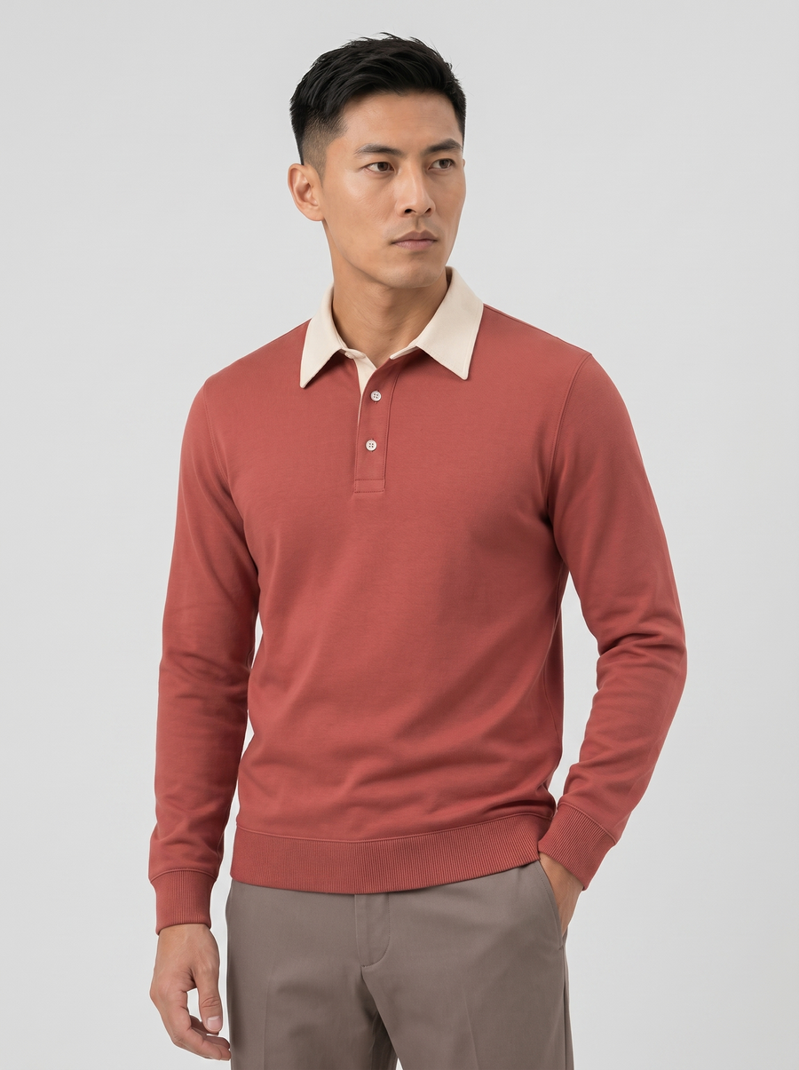 The Knit Polo — Tuscan Red Cotton Polo Shirt
