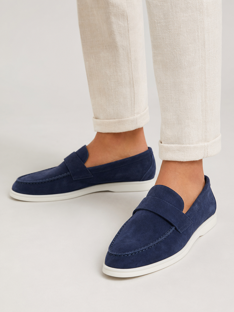 The Suede Loafer in Navy — detail