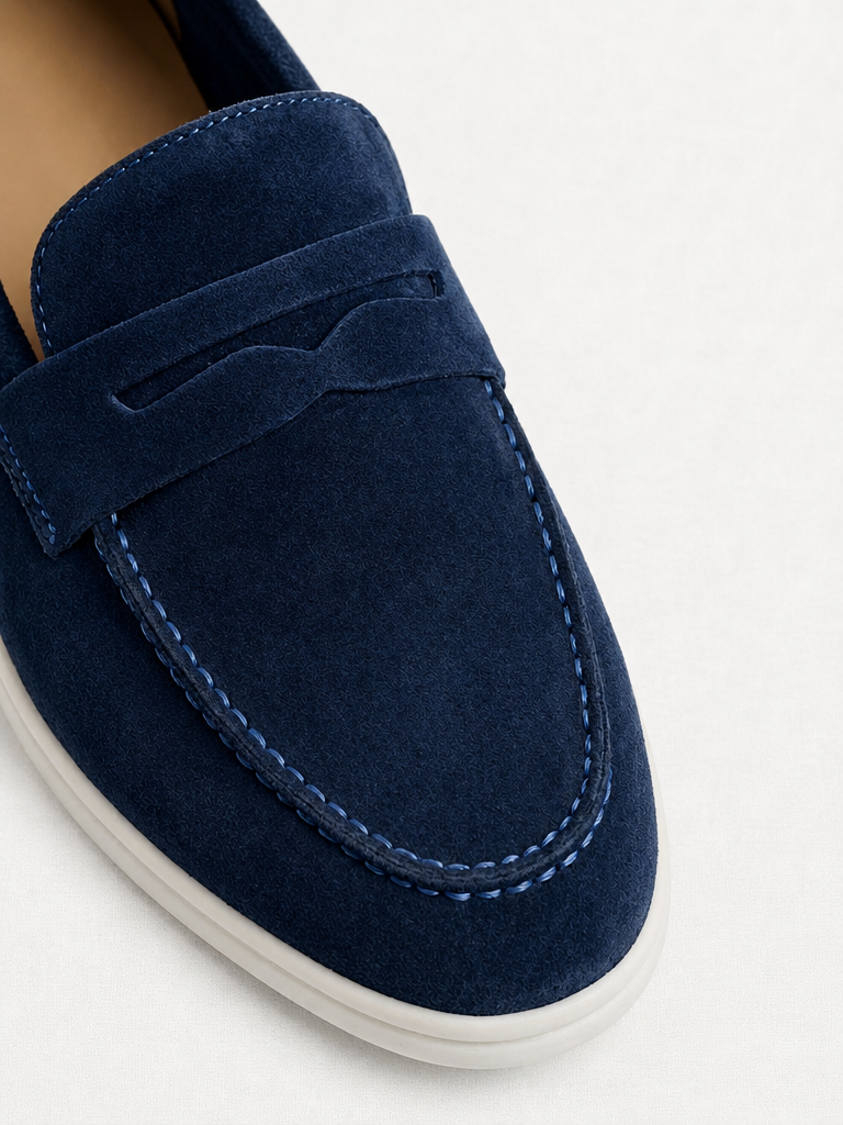 The Suede Loafer in Navy — side