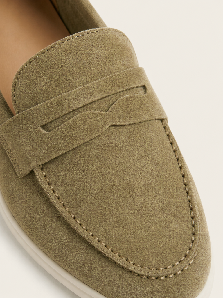 The Suede Loafer in Salvia — side