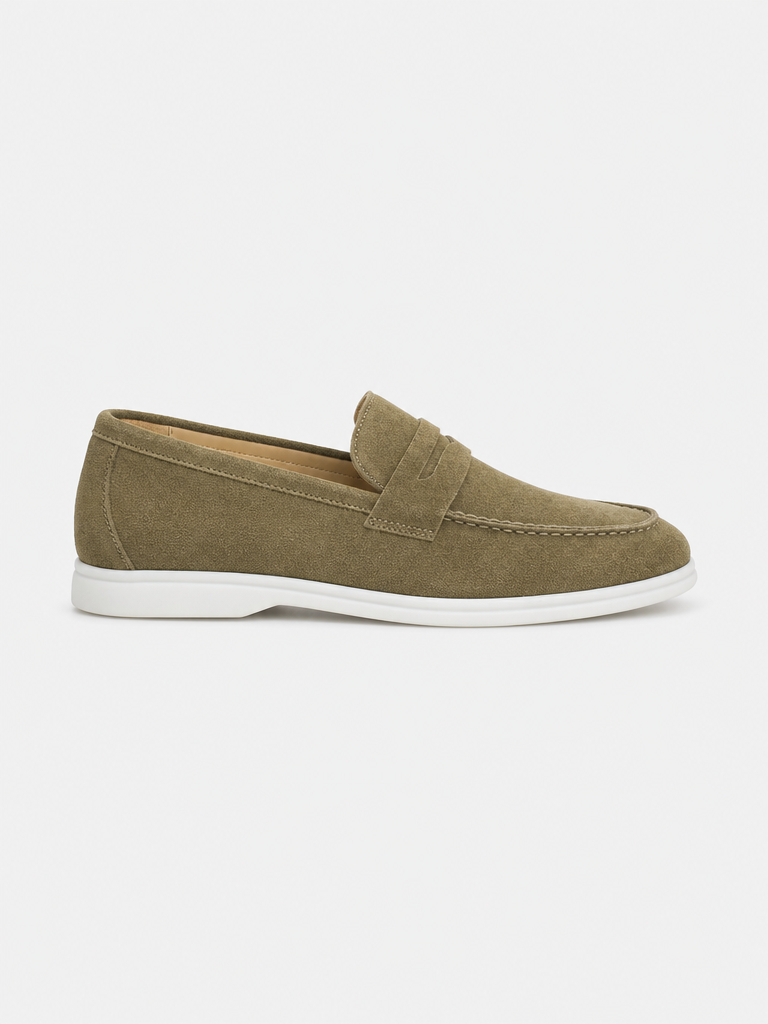 The Suede Loafer in Salvia — front view