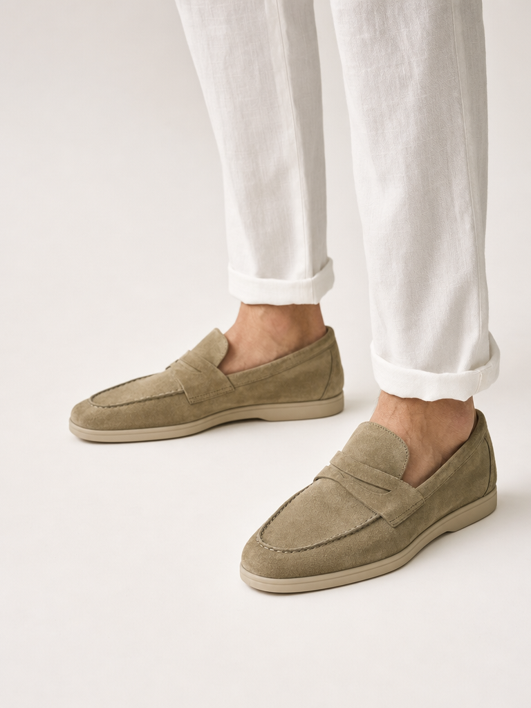 The Suede Loafer in Salvia — detail