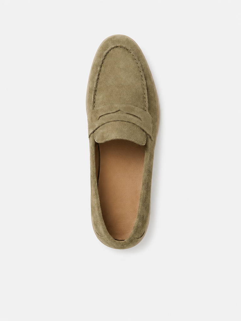 The Suede Loafer in Salvia — top view