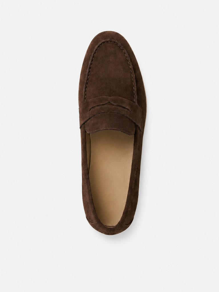 The Suede Loafer in Cacao — top view