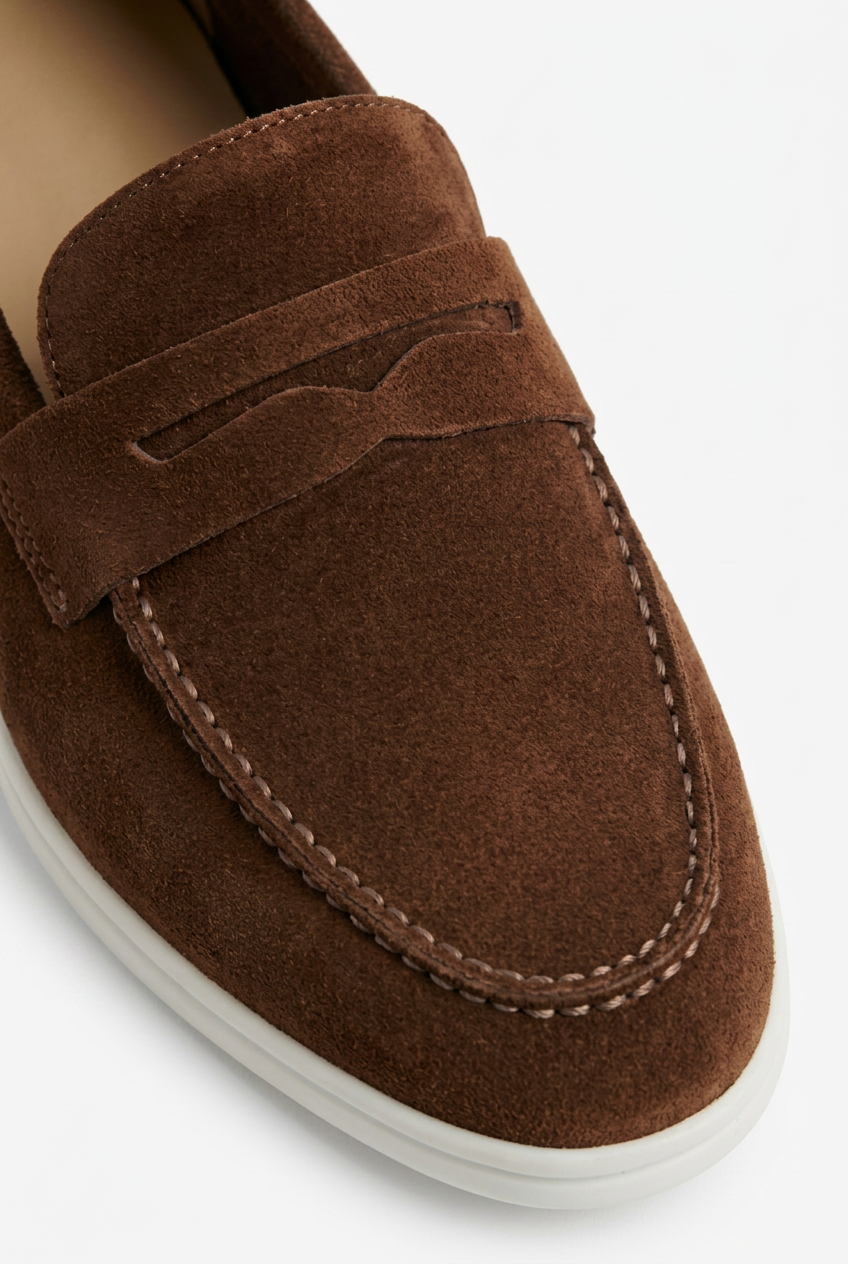 The Suede Loafer in Cacao — side