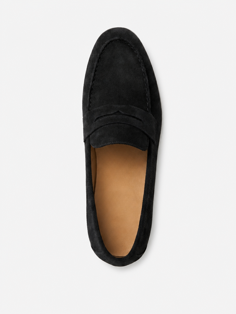 The Suede Loafer in Black — top view