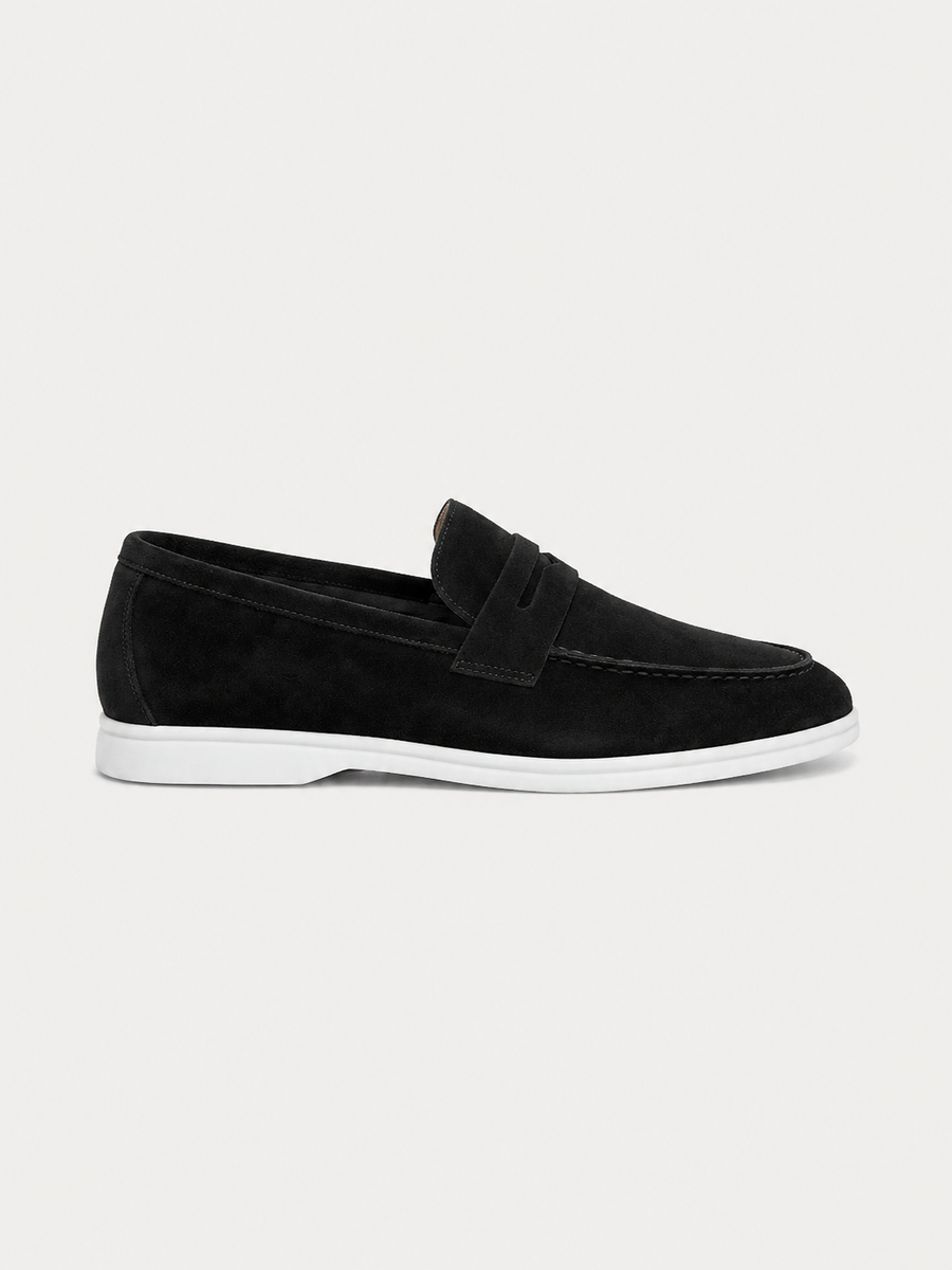 The Suede Loafer in Black — front view