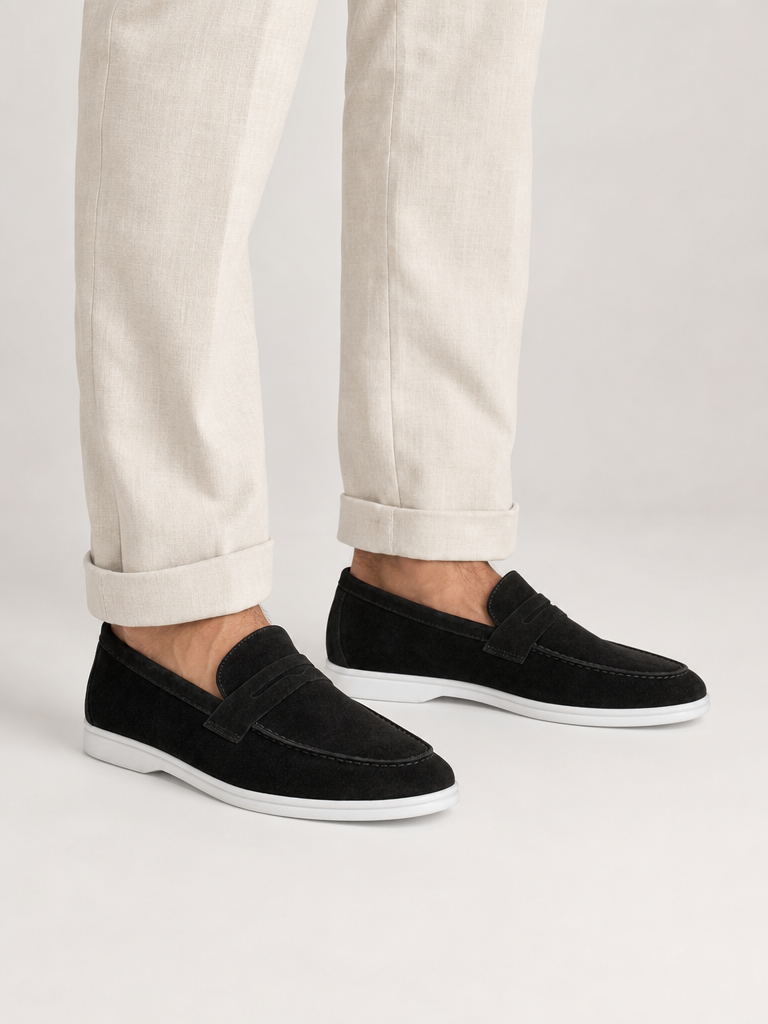 The Suede Loafer in Black — detail