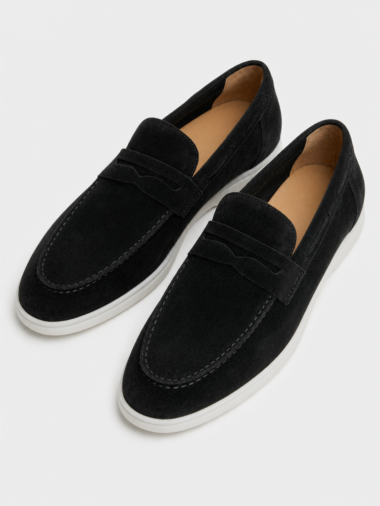 The Suede Loafer in Black — angle