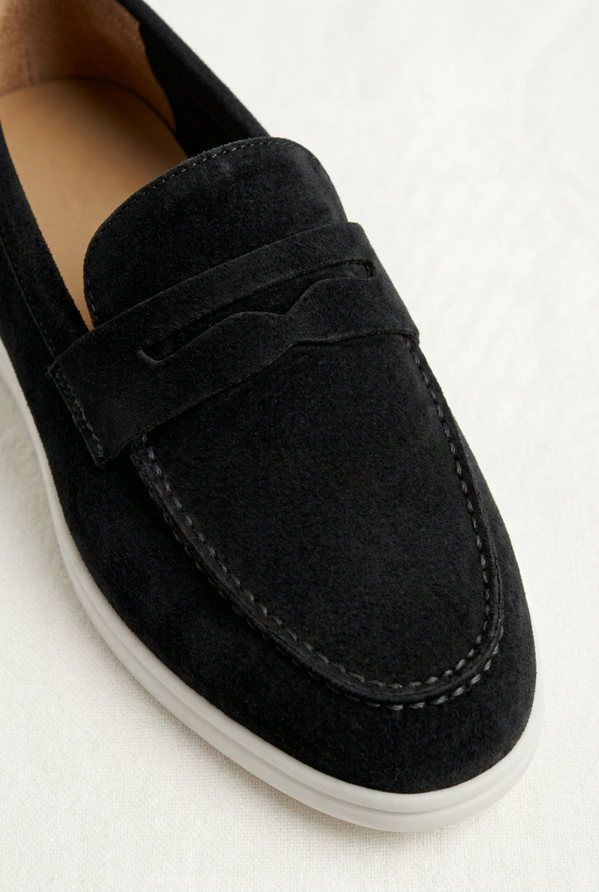 The Suede Loafer in Black — side